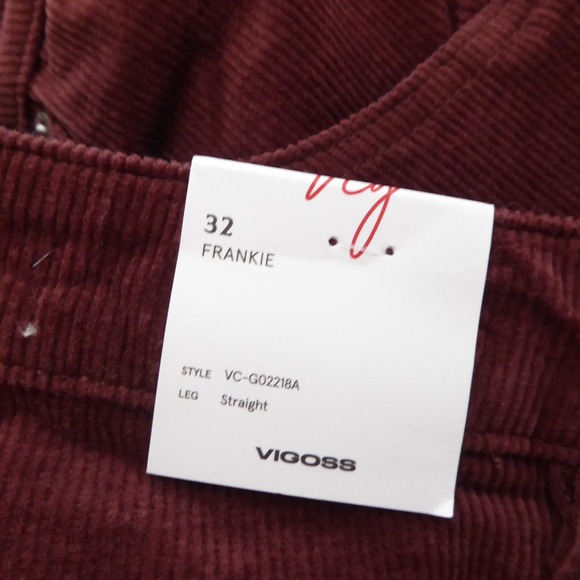 VIGOSS Frankie Straight Corduroy Carpenter Pants Burgundy Red Women's Size 32 - Picture 8 of 11